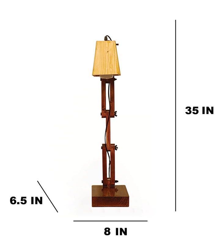 Eleanor Brown Wooden Table Lamp with Wooden Lampshade