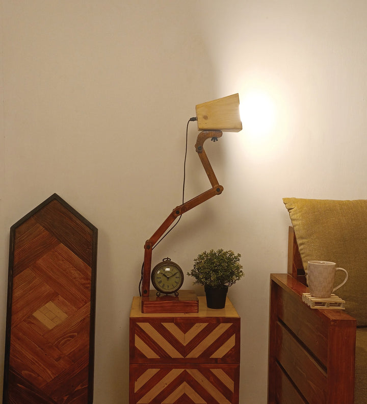 Eleanor Brown Wooden Table Lamp with Wooden Lampshade