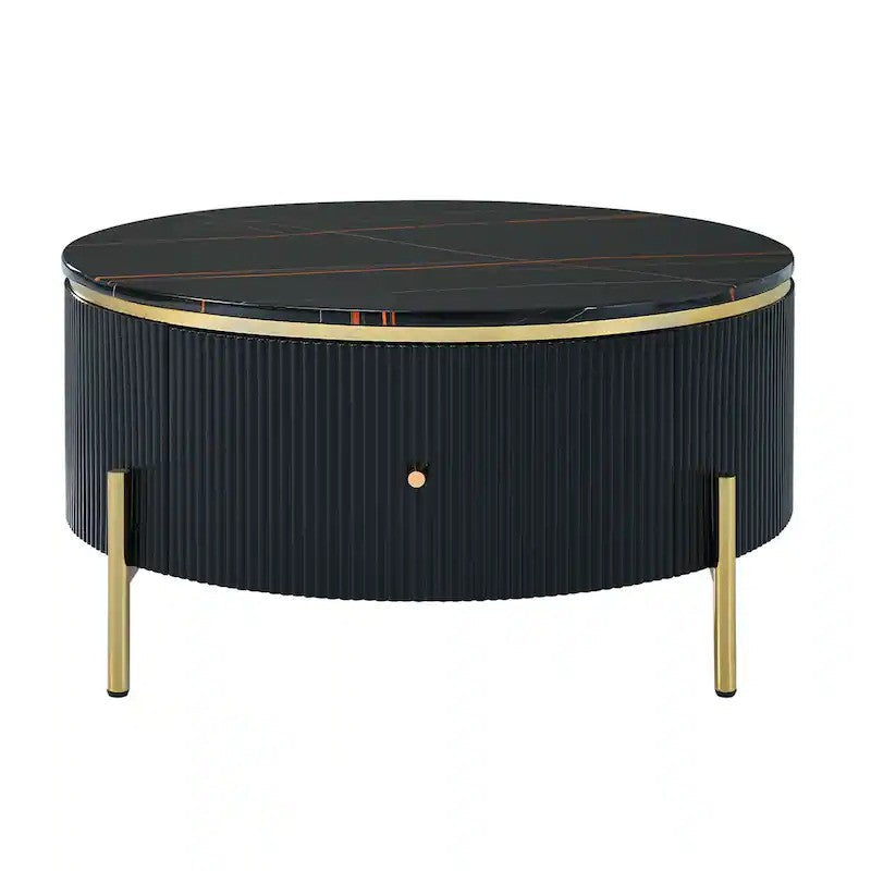 Belly Modern Round Coffee Table With Storage Black