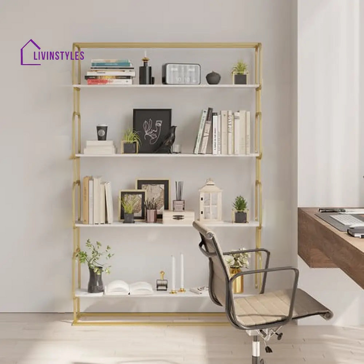 Alok Metal Bookcase in Gold