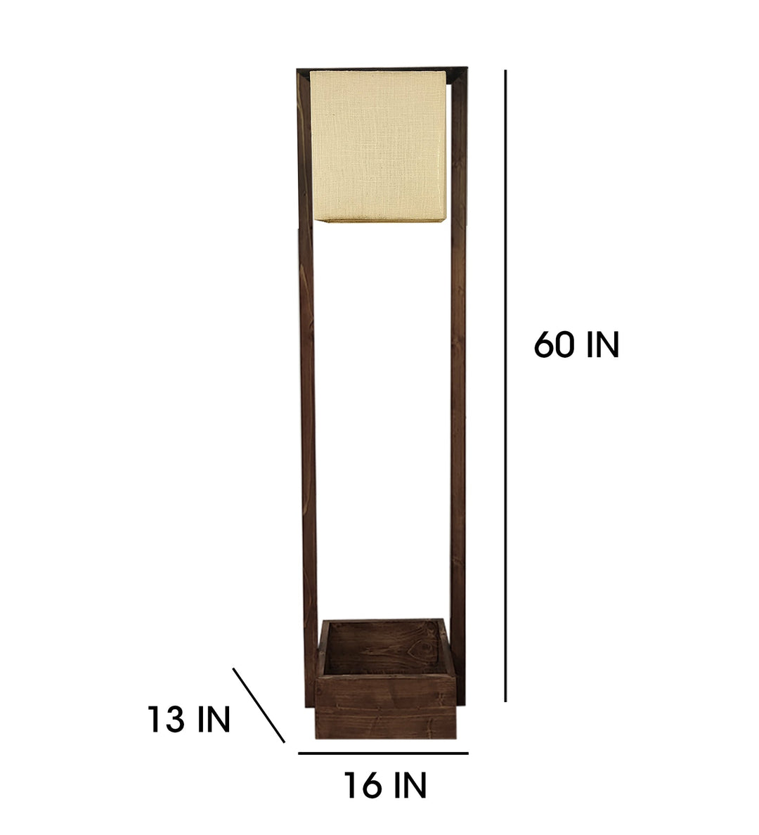 Lyon Wooden Floor Lamp with Brown Base and Beige Fabric Lampshade