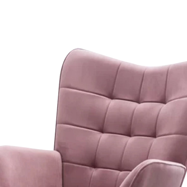 Gerasim Comfortable Velvet Accent Chairs With Ottoman Footrest Pink