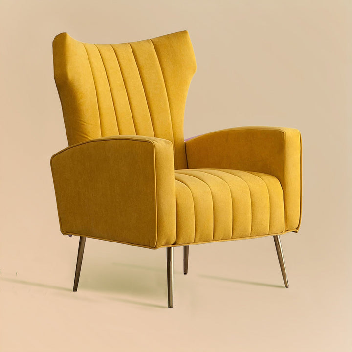 Varfolomey Luxurious Velvet Accent Chair Yellow Color