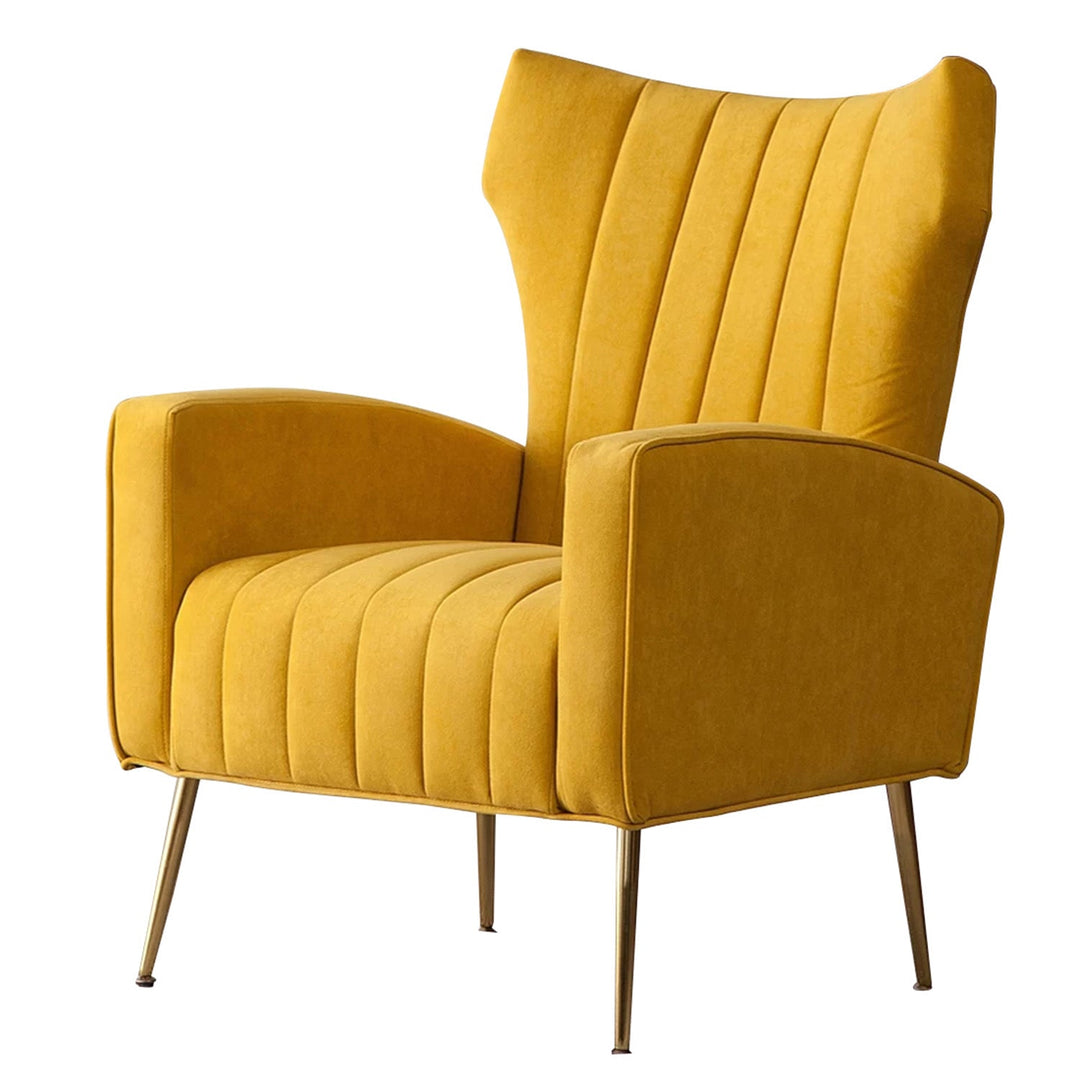 Varfolomey Luxurious Velvet Accent Chair Yellow Color