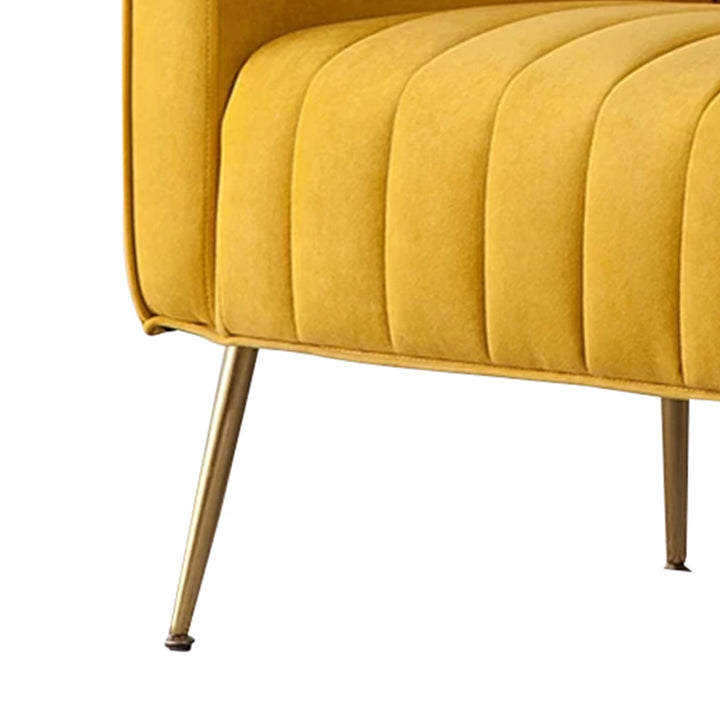 Varfolomey Luxurious Velvet Accent Chair Yellow Color