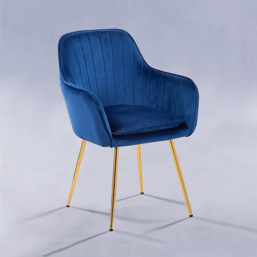 Olesya Velvet Sleek Lounge Chair Blue