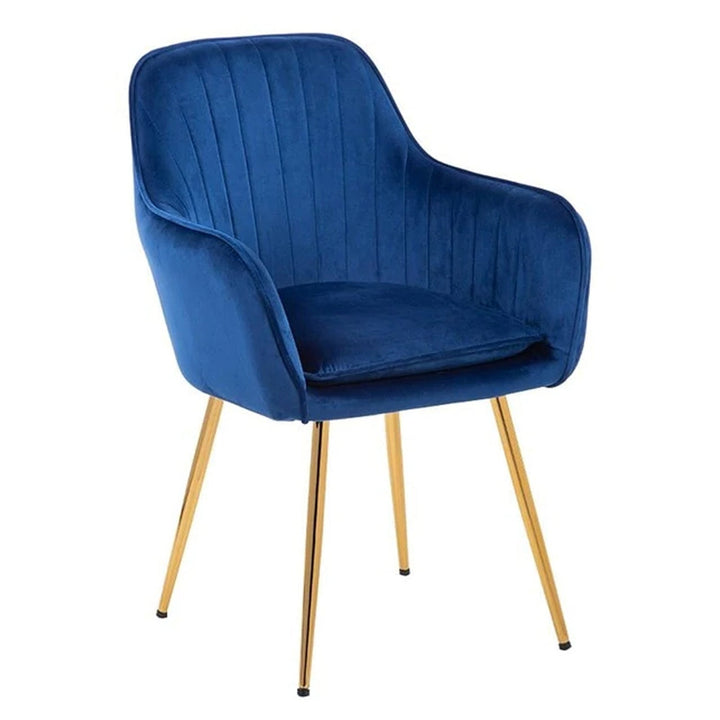 Olesya Velvet Sleek Lounge Chair Blue