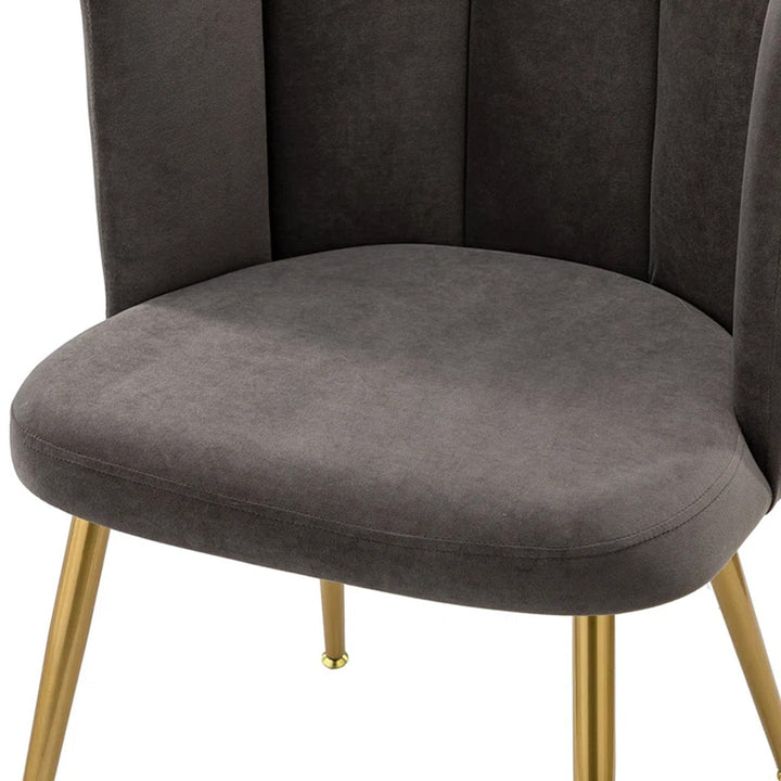 Elegant Velvet Petal Back Chair Grey