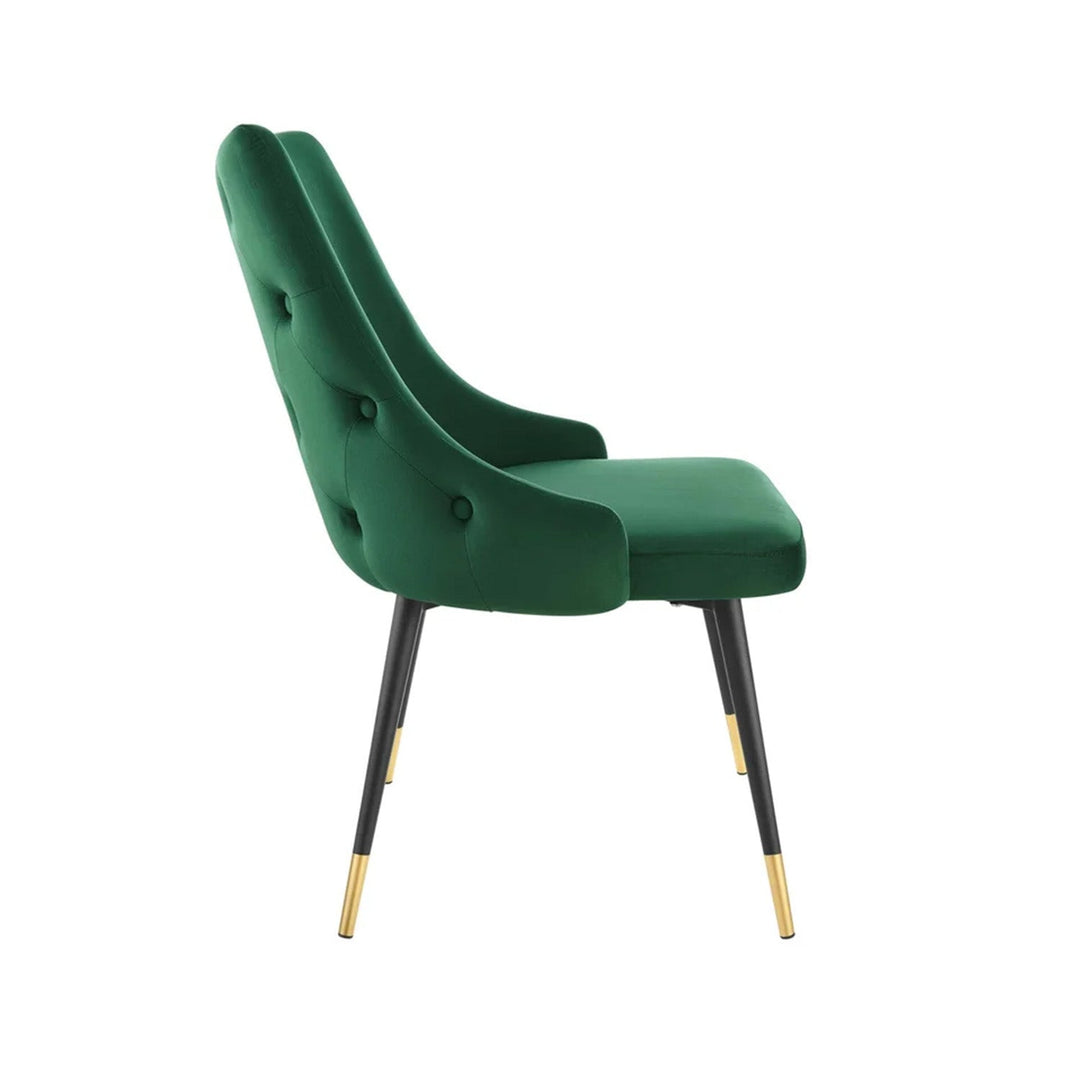 Sleek Velvet Dining Table Chair Green