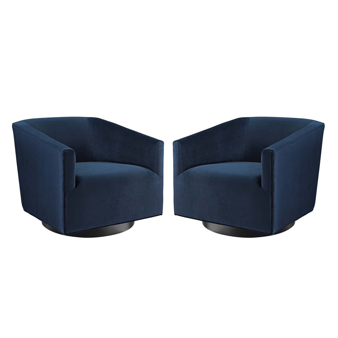 Akanksha Swivel Velvet Chair for Living Room  - Set of 2 - Blue