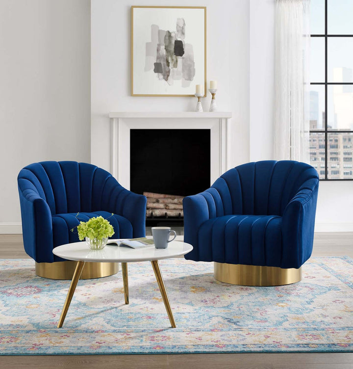 Sakshi Vertical Tufted Velvet Chair for Living Room - Set of 2 - Blue