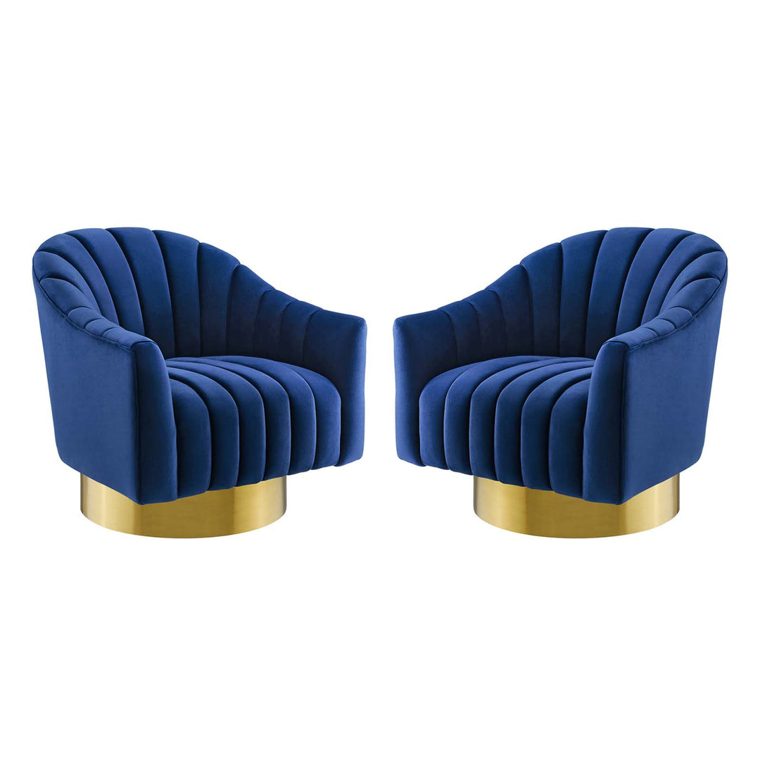 Sakshi Vertical Tufted Velvet Chair for Living Room - Set of 2 - Blue