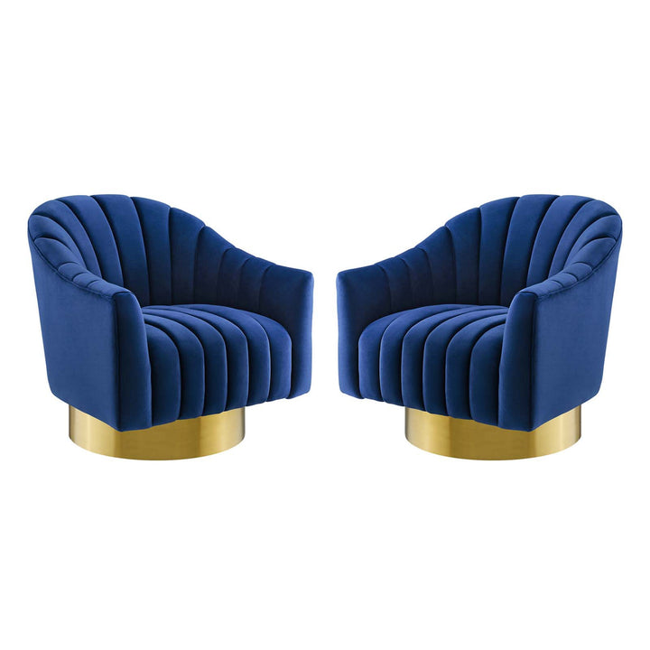 Sakshi Vertical Tufted Velvet Chair for Living Room - Set of 2 - Blue