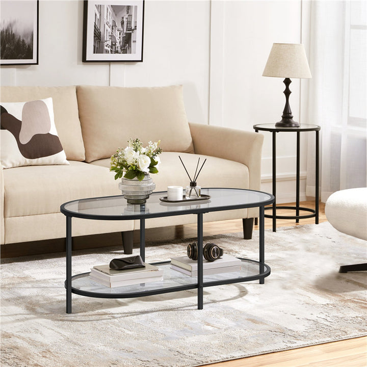 Aurora Metal and Glass Top Coffee Table