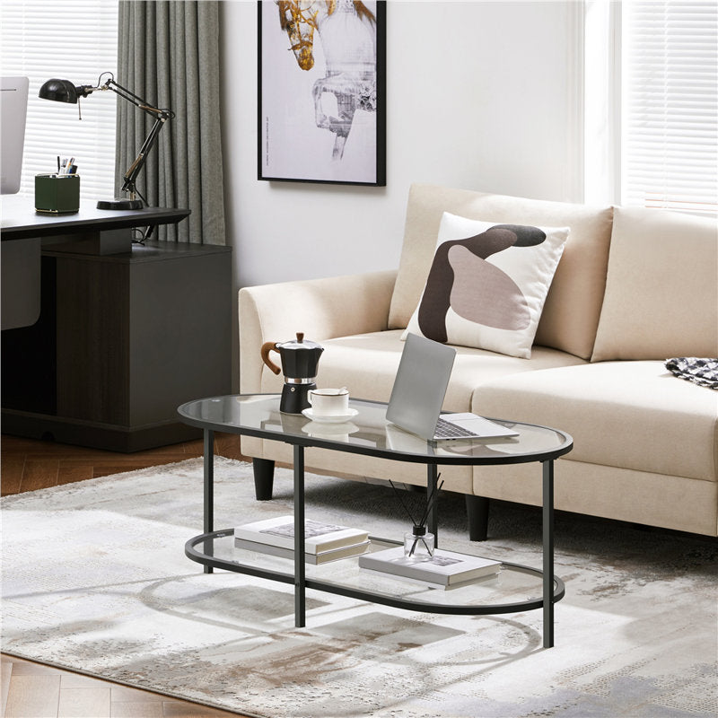 Aurora Metal and Glass Top Coffee Table