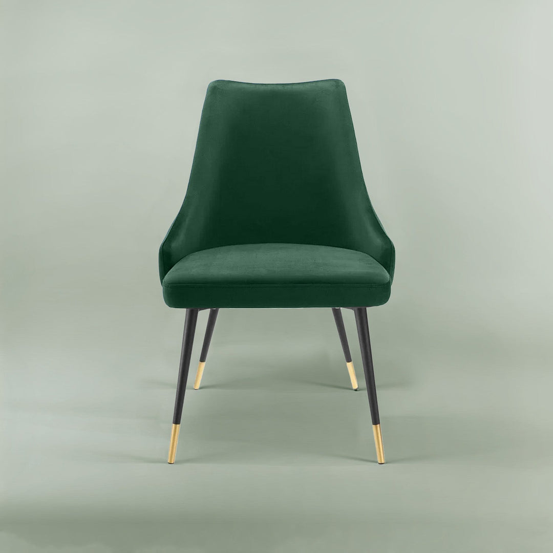 Sleek Velvet Dining Table Chair Green