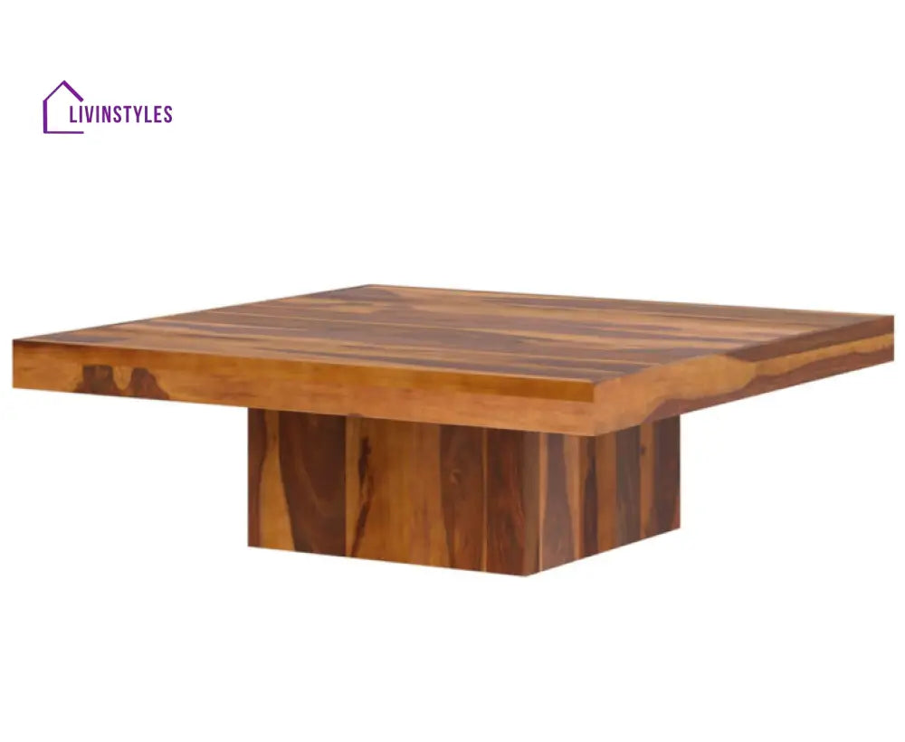 Aakriti Rustic Sheesham Solid Wood Large Square Pedestal Coffee Table