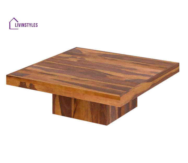 Aakriti Rustic Sheesham Solid Wood Large Square Pedestal Coffee Table