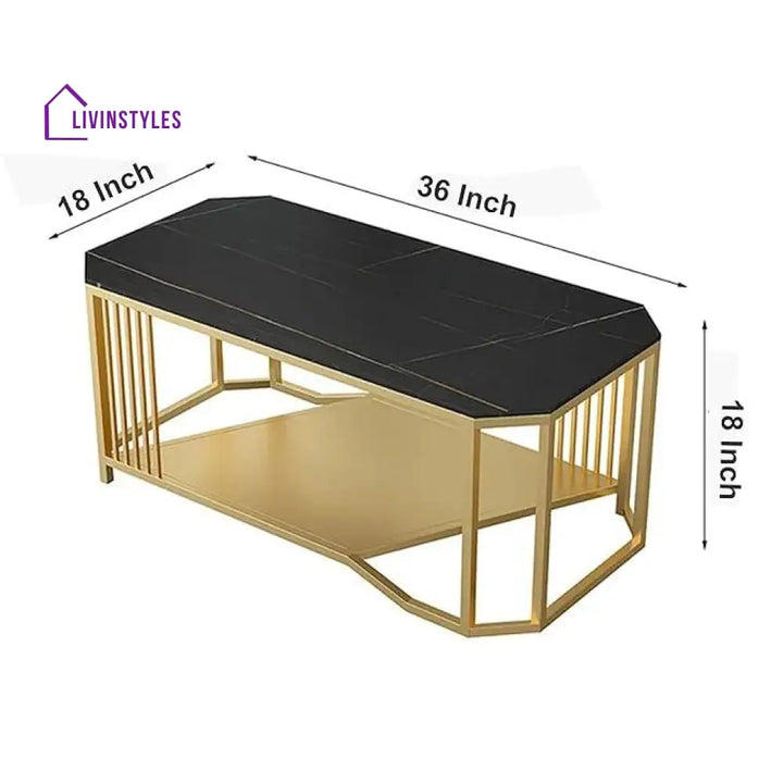 Aanya Room Accent Coffee Table Simple Design Sofa Side Table-Black Gold Table