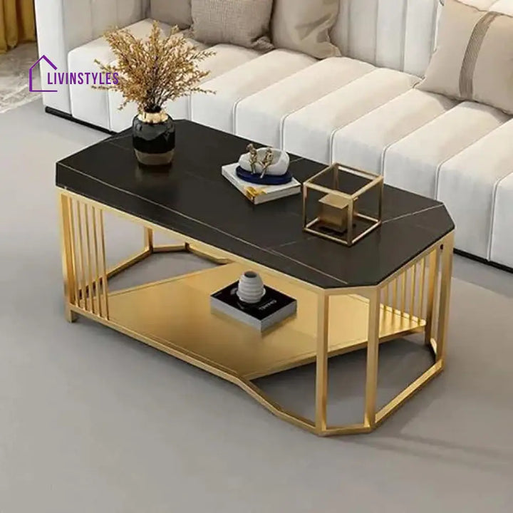 Aanya Room Accent Coffee Table Simple Design Sofa Side Table-Black Gold Table