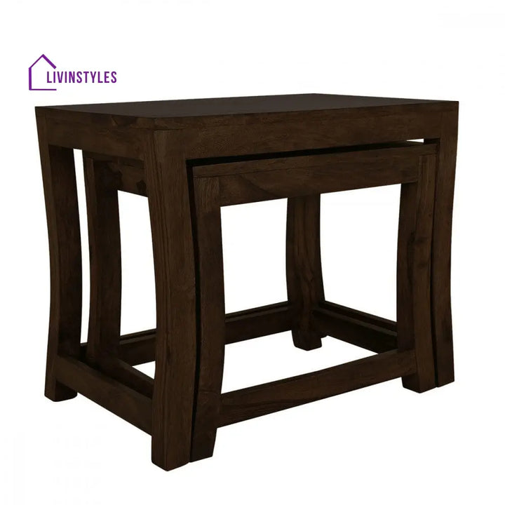 Aaradhya Solid Sheesham Wood Nested Tables In Walnut Finish