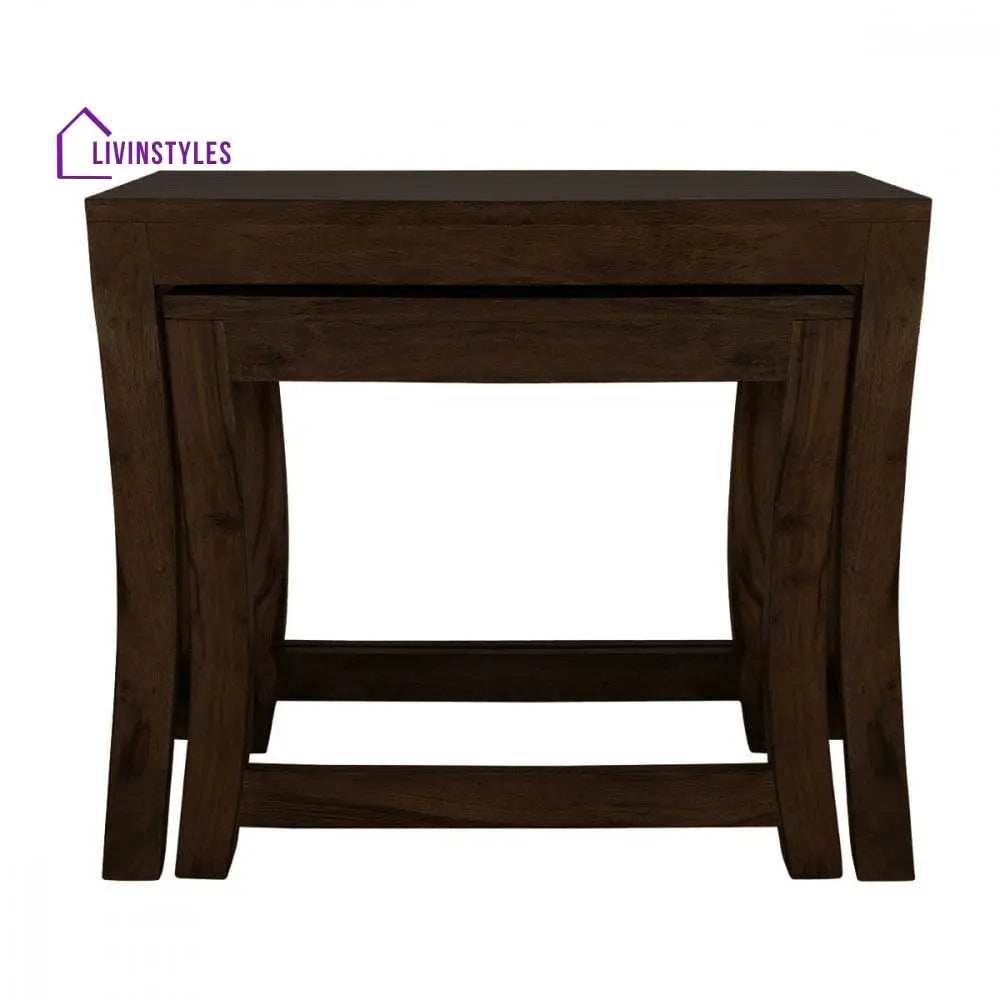 Aaradhya Solid Sheesham Wood Nested Tables In Walnut Finish