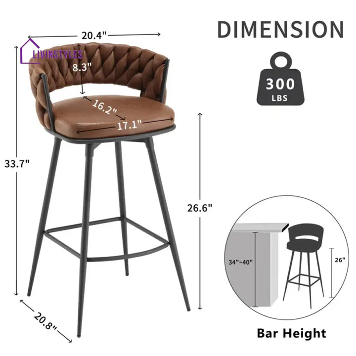 Aarav Brown Presley Bar Stool