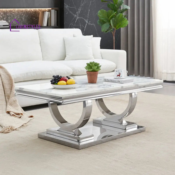 Aarohi Metal Coffee Table For Living Room - Silver