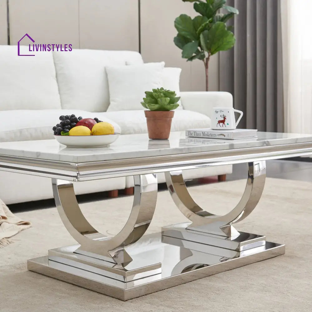 Aarohi Metal Coffee Table For Living Room - Silver