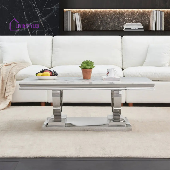 Aarohi Metal Coffee Table For Living Room - Silver