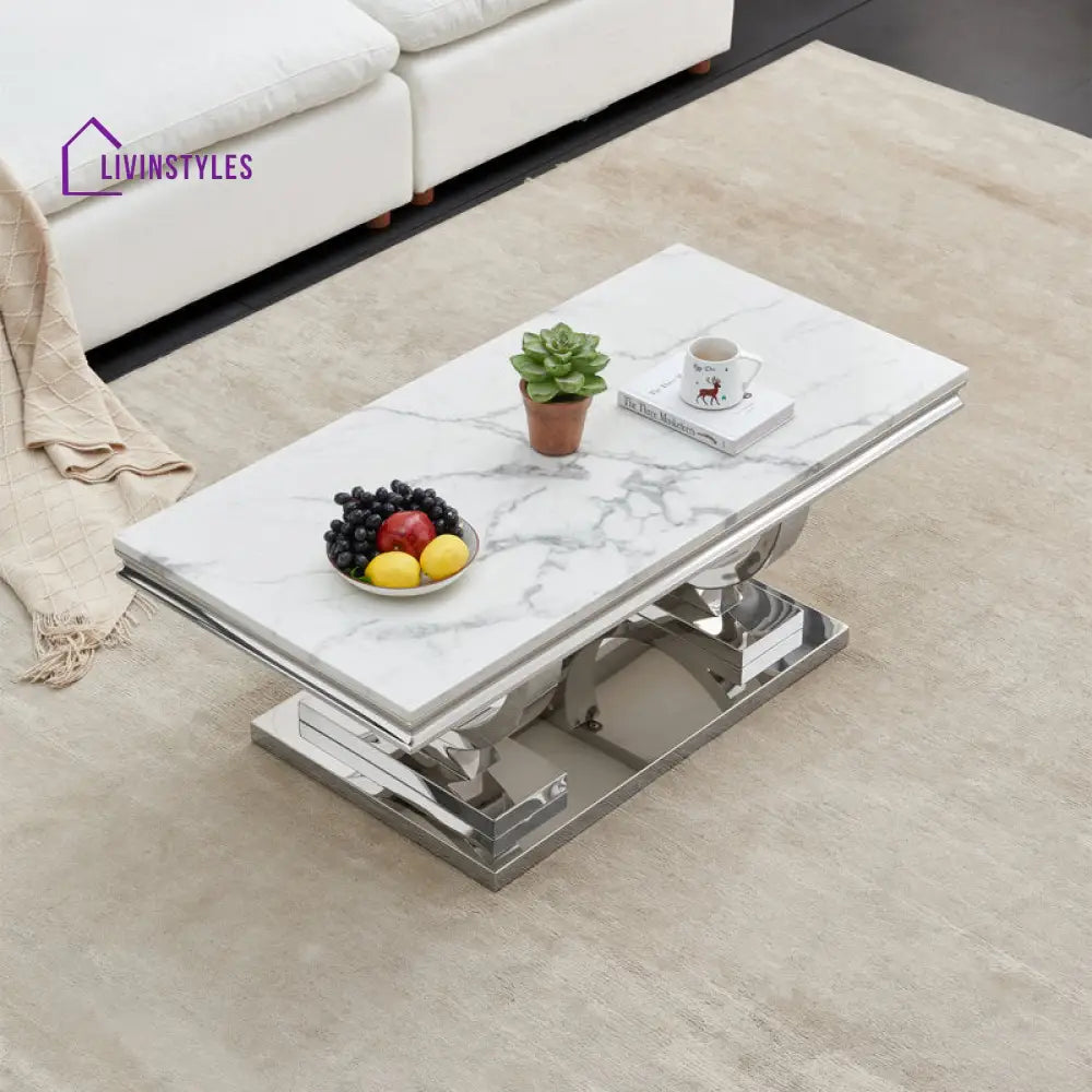 Aarohi Metal Coffee Table For Living Room - Silver