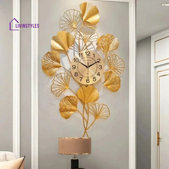 Abhi Leaf Metal Wall Clock