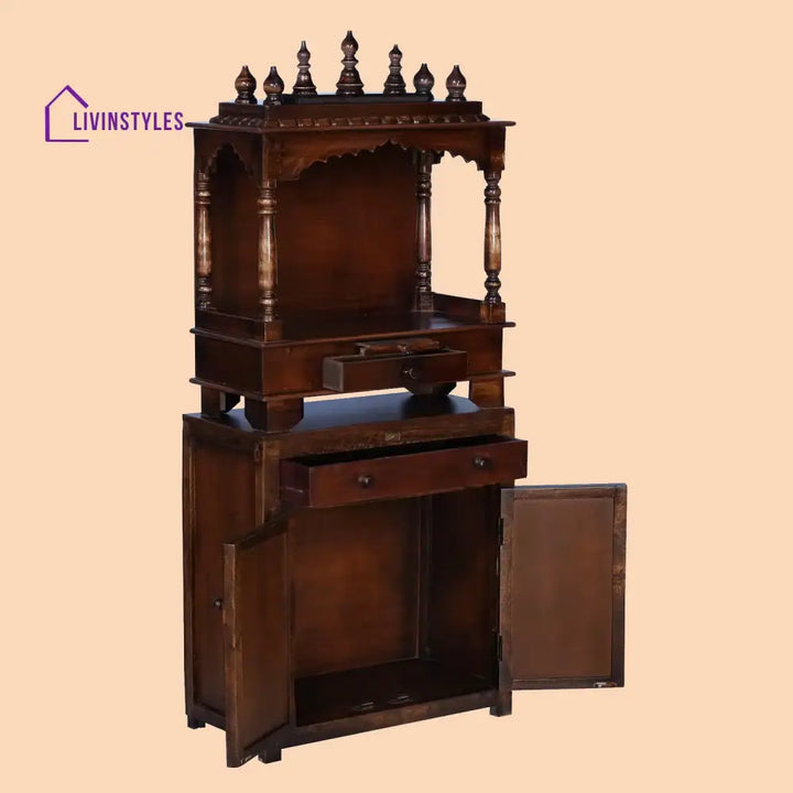 Abhi Sheesham Wood And Mdf Home Temple With Cabinet For