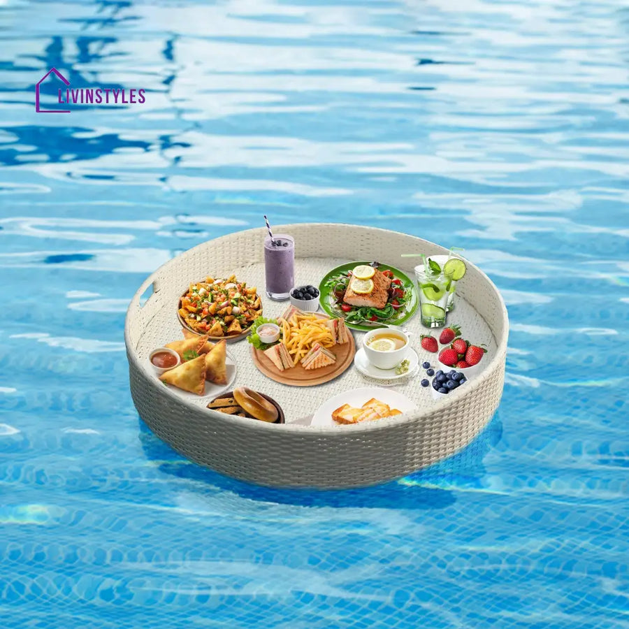 Abhishek Luxury Floating Serving Tray For Swimming Pool - White (Round)