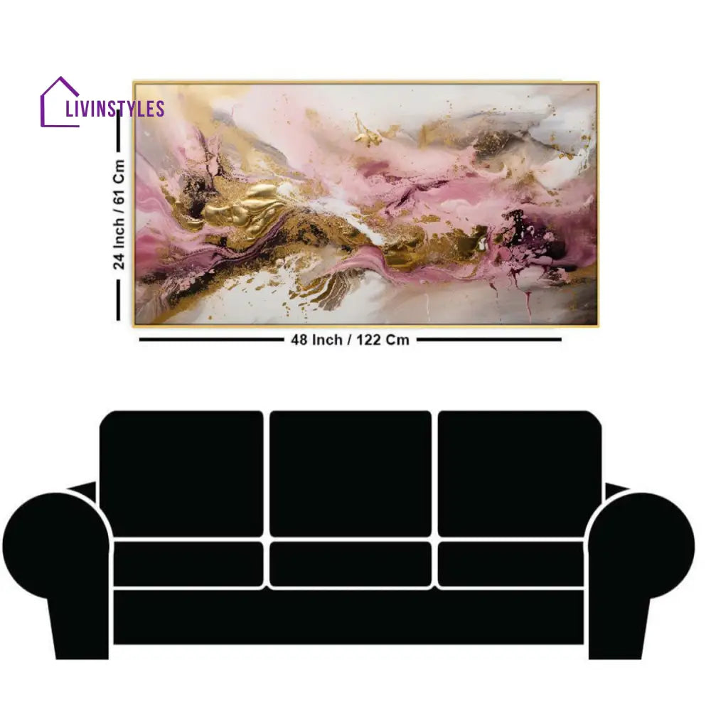 Abstract Pink And Gold Glamour Wall Painting