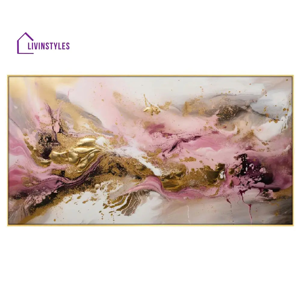 Abstract Pink And Gold Glamour Wall Painting