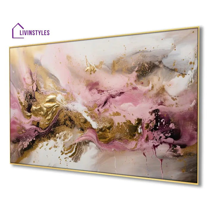 Abstract Pink And Gold Glamour Wall Painting