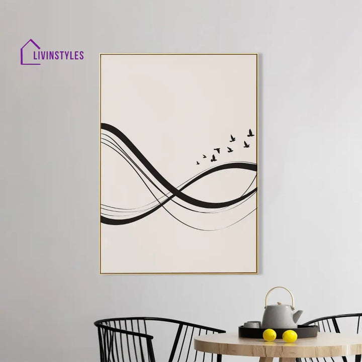 Abstract Wave Black White Canvas Printed Wall Painting