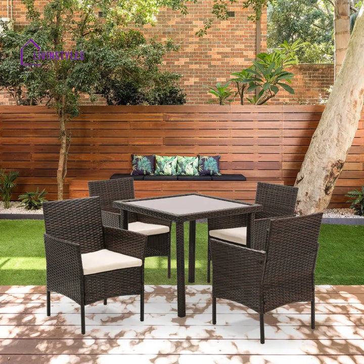 Abuma 4 Seater Wicker Outdoor Dining Set