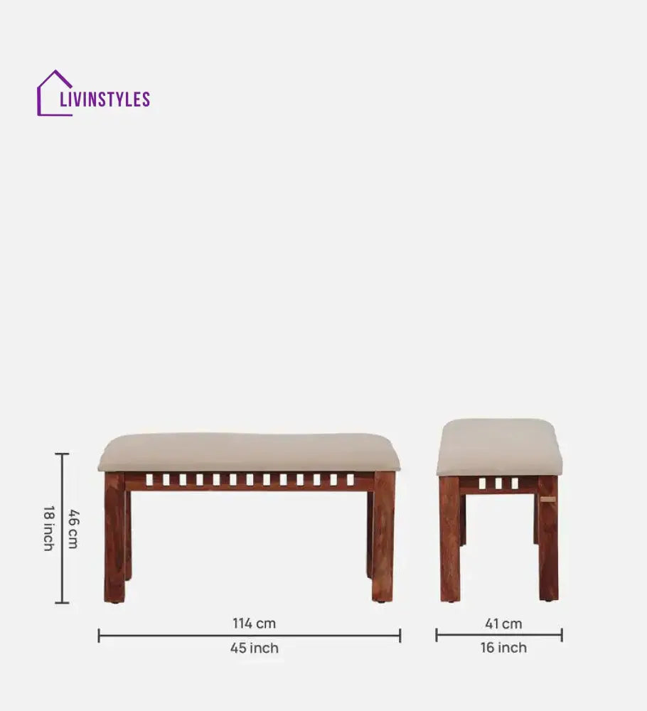 Adam Sheesham Wood 6 Seater Dining Set In Honey Finish With Bench Dining Set