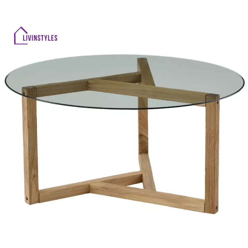 Adelina Wooden Frame and Glass Top Coffee Table for Living Room