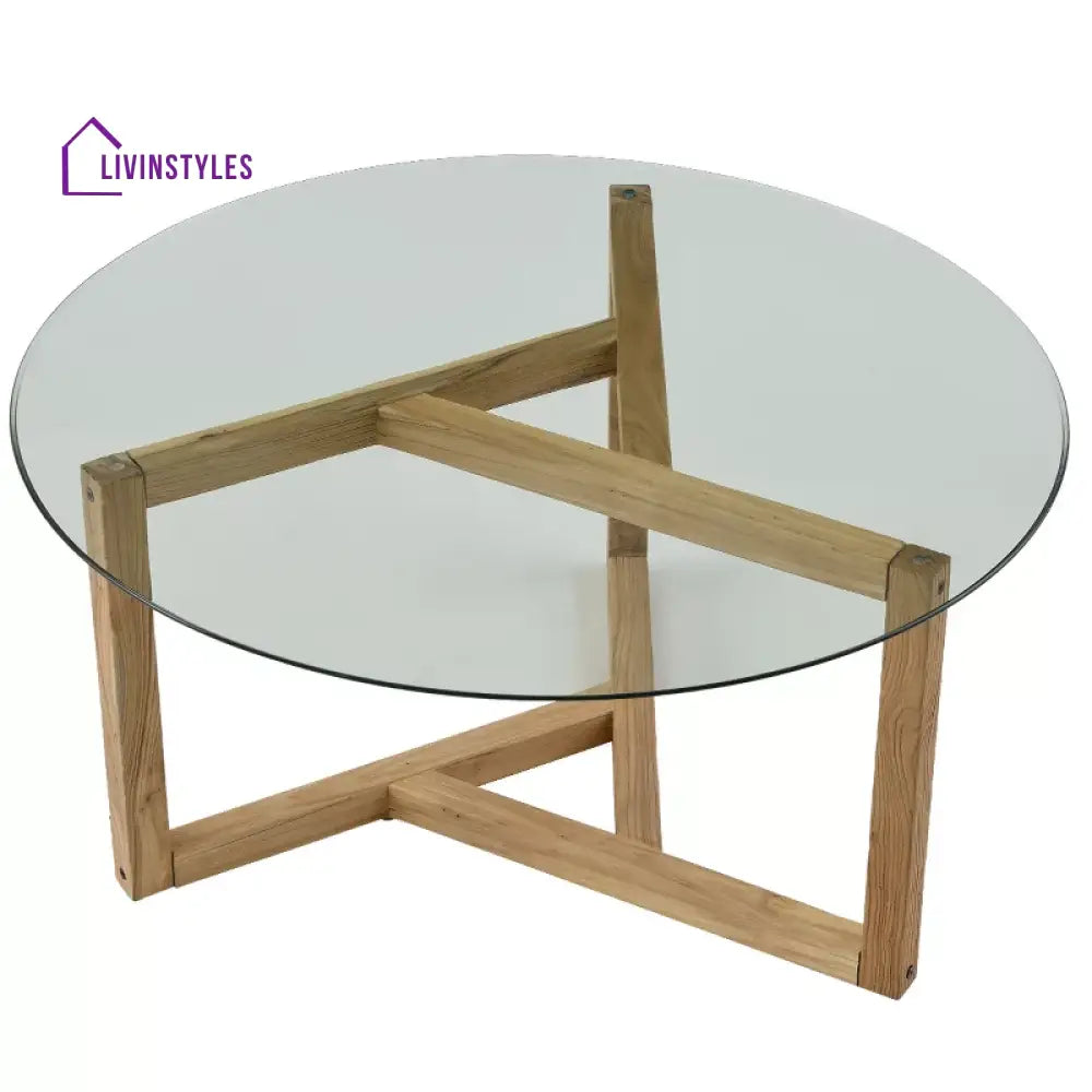 Adelina Wooden Frame and Glass Top Coffee Table for Living Room