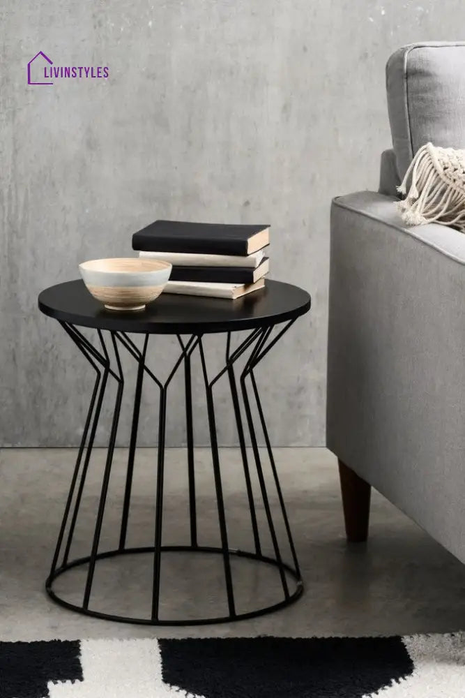 Adhira Black Round Side Table End Tables