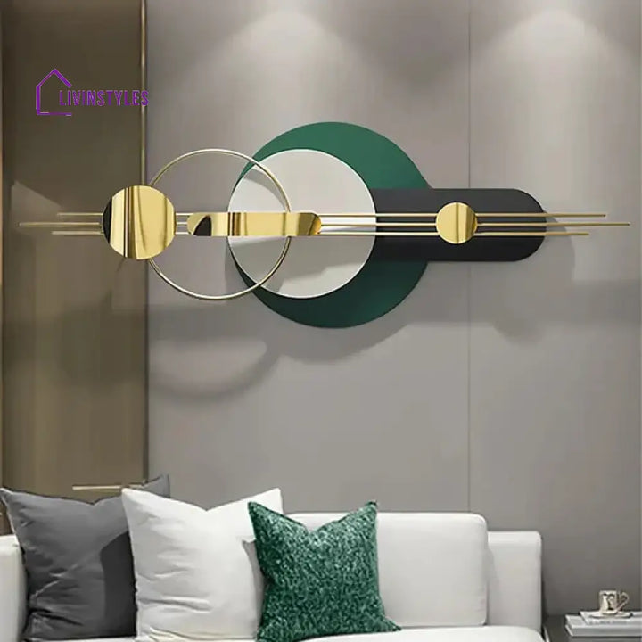 Adhira Geometric Gold And Green Metal Wall Art