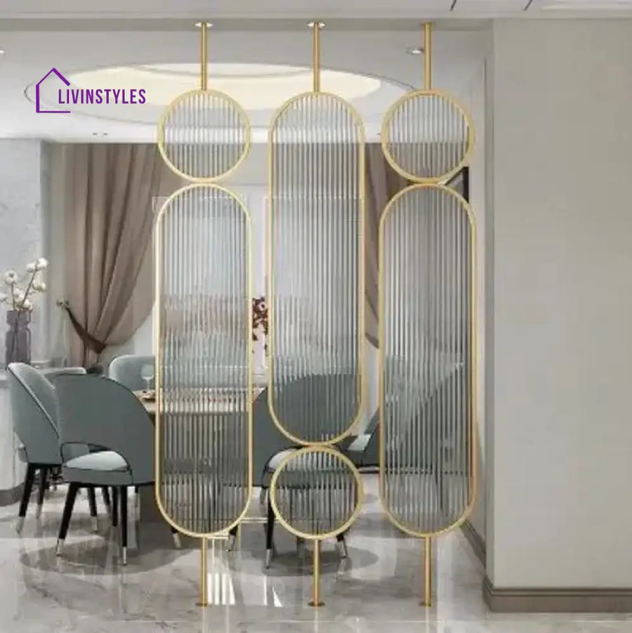 Aditya Golden Fluted Glass Room Partition