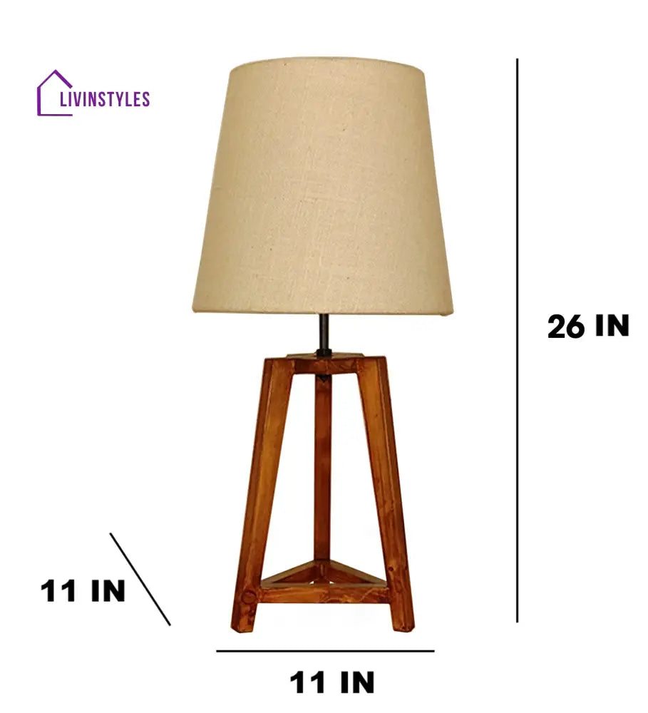 Adrienne Brown Wooden Table Lamp With White Jute Lampshade Lamps