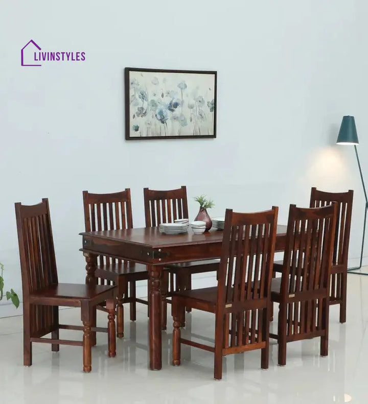 Afanasy Sheesham Wood 6 Seater Dining Set In Honey Finish Dining Set