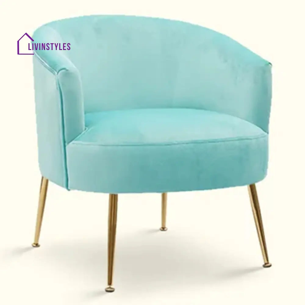 Agnia Royal Velvet Accent Chair Sky Blue Furniture