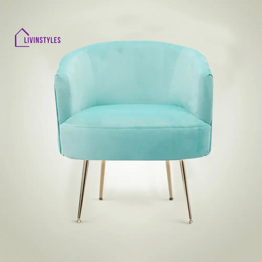 Agnia Royal Velvet Accent Chair Sky Blue Furniture