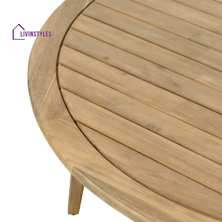 Aisha Outdoor Rounded Solid Wood Coffee Table